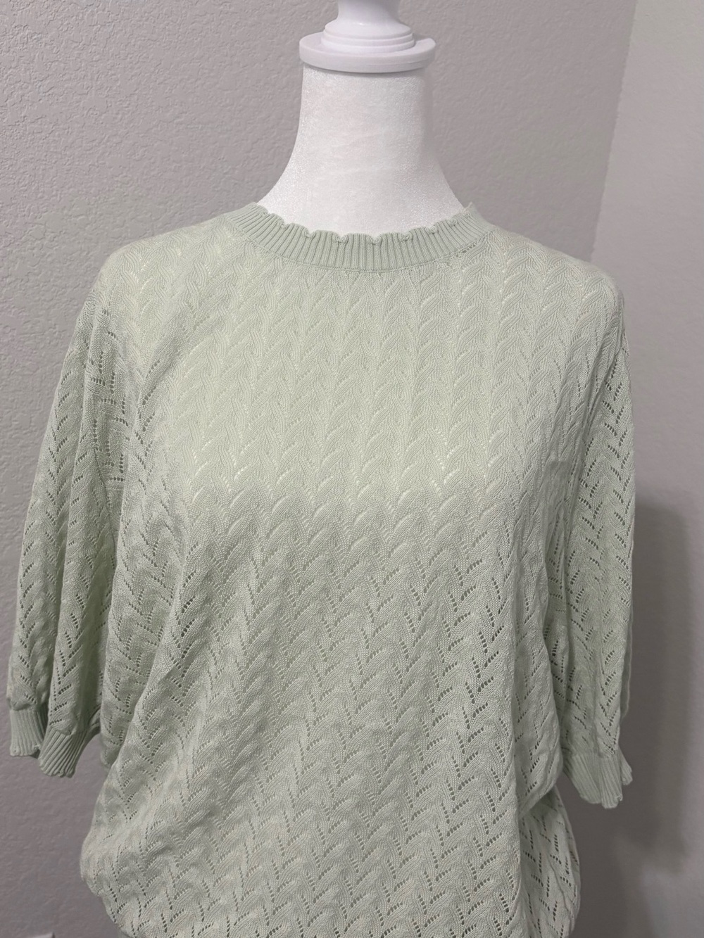 Ann Taylor Mint Green Short-Sleeve Knit Sweater